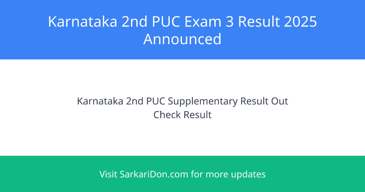 Karnataka 2nd PUC Exam 3 Result 2025 Announced Check Your Scores Now - Exam Result Announcement | SarkariDon