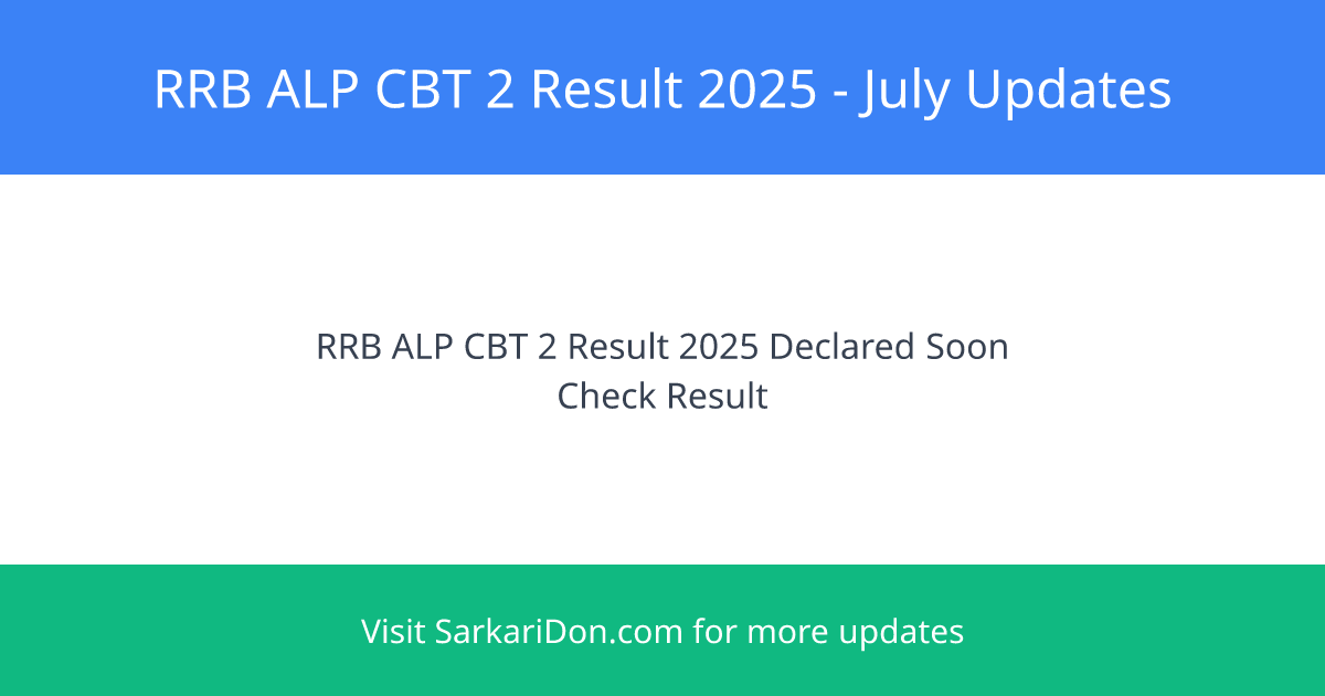 RRB ALP CBT 2 Result 2025 rrbcdggovin LIVE Check Expected Cut Off Download PDF - Exam Result Announcement | SarkariDon