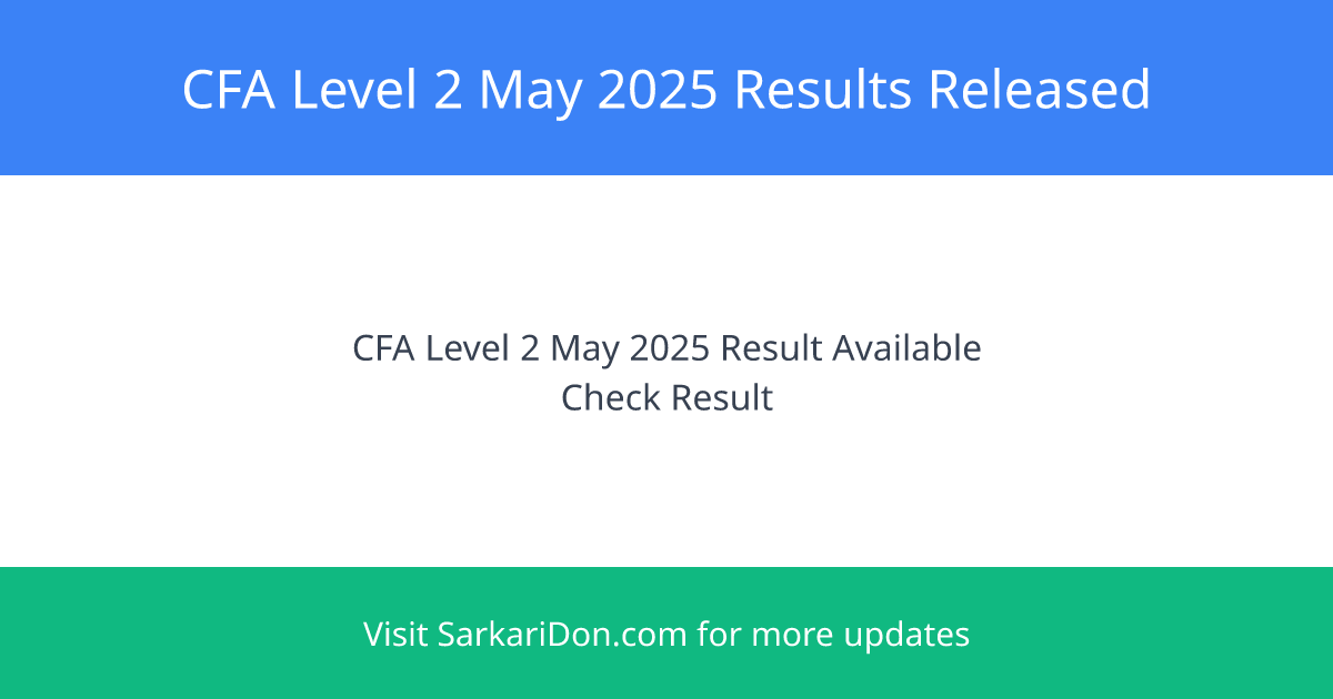 CFA Level 2 May 2025 Results Released - Check Pass Rate and Download Scorecard - Exam Result Announcement | SarkariDon