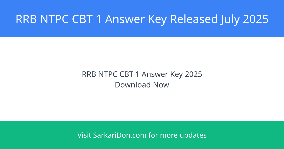 RRB NTPC CBT 1 Answer Key 2025 Released How to Download Directly - Exam Result Announcement | SarkariDon