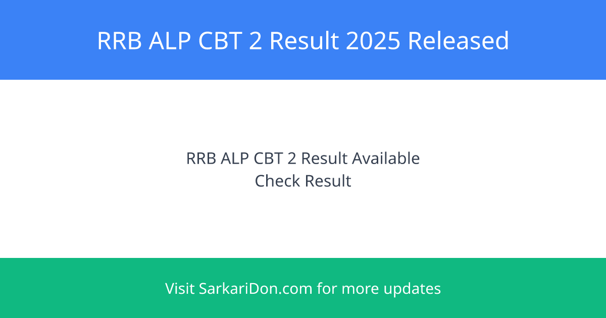 RRB ALP CBT 2 Result 2025 Direct Download Link Available Now - Exam Result Announcement | SarkariDon
