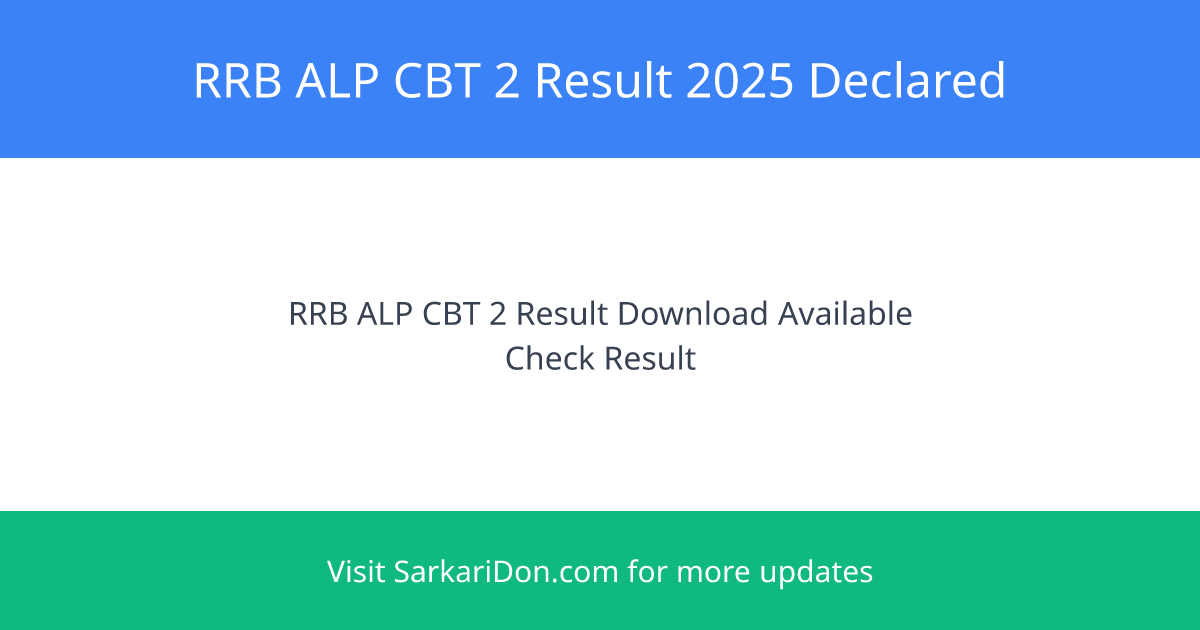 RRB ALP CBT 2 Result 2025 Announced Download Official PDF Cutoff - Exam Result Announcement | SarkariDon