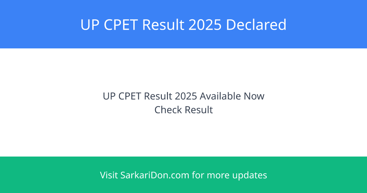 UP CPET Result 2025 Declared How to Check Your Merit List and Scorecard - Exam Result Announcement | SarkariDon