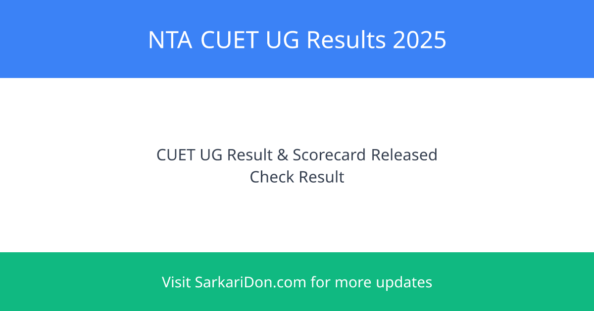 NTA CUET UG 2025 Results Download Your Scorecard FAQs - Exam Result Announcement | SarkariDon