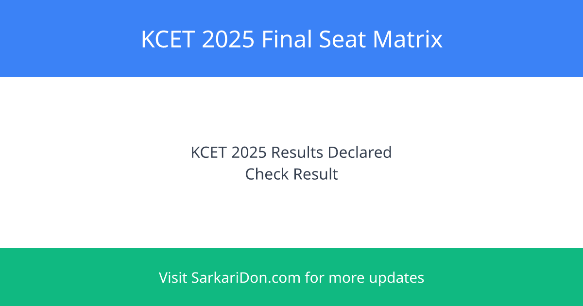 KCET 2025 Final Seat Matrix College-wise Seat Intake Now Available - Sarkari Naukri Update | SarkariDon