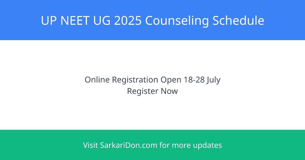 UP NEET UG 2025 Counseling Schedule Announcement - Sarkari Naukri Update | SarkariDon
