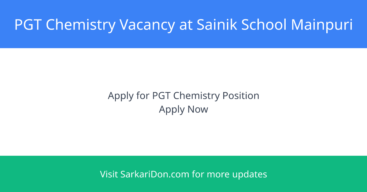 Exciting Career Opportunities at Sainik School Mainpuri Apply Now - Government Job Notification | SarkariDon