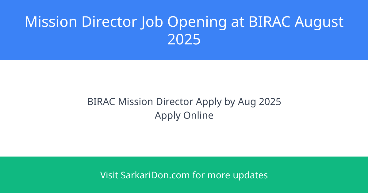 Exciting Government Job Opening Mission Director at BIRAC - Government Job Notification | SarkariDon