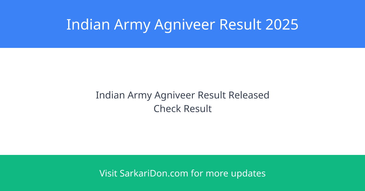 Check the Indian Army Agniveer Result 2025 Direct Download Link Available - Exam Result Announcement | SarkariDon