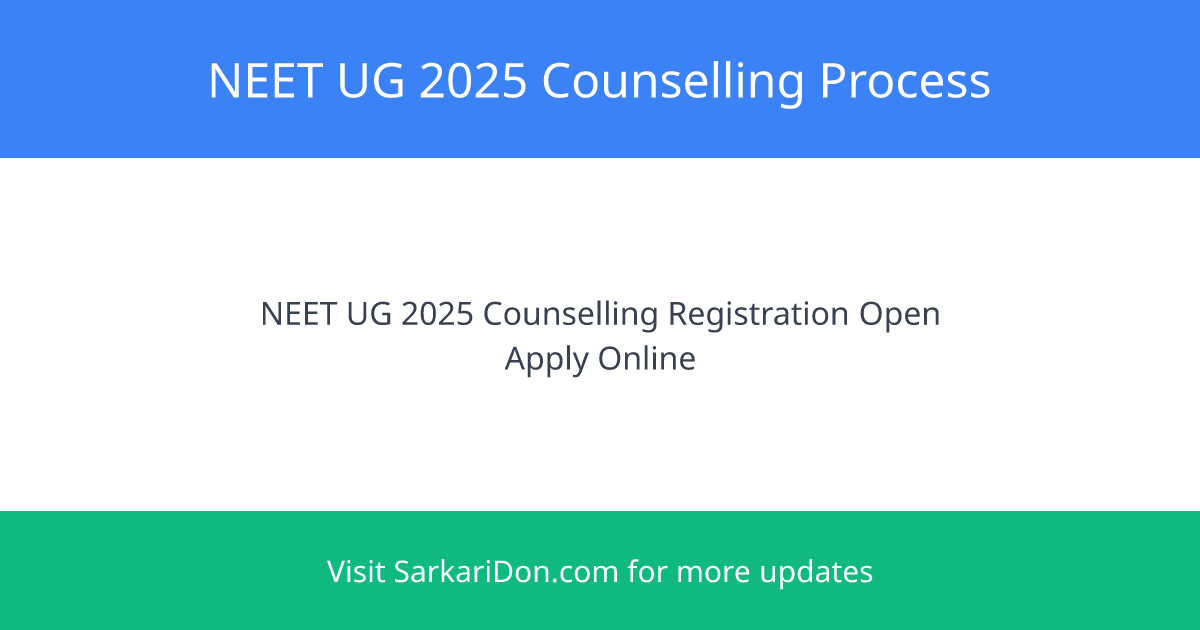 Complete Guide to NEET UG 2025 Counselling Registration and Admissions - Sarkari Naukri Update | SarkariDon