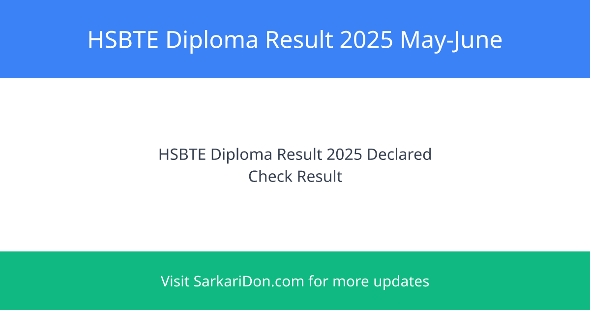 HSBTE Diploma Result 2025 Announced Check Now for May-June Outcomes with Direct Download Link - Exam Result Announcement | SarkariDon