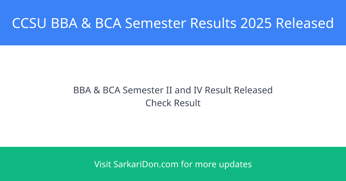 CCSU Result 2025 Released BBA and BCA Semester II and IV Results with Direct Download Link - Exam Result Announcement | SarkariDon