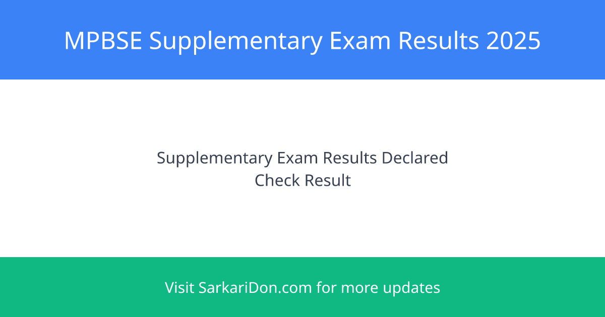 MPBSE Supplementary Exam Results 2025 Now Available Direct Download Link - Exam Result Announcement | SarkariDon