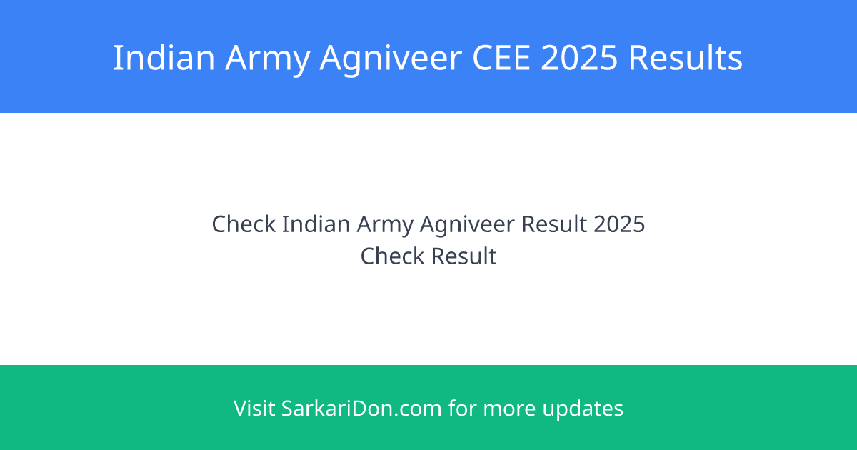 Anticipated Release of Indian Army Agniveer CEE 2025 Results - Exam Result Announcement | SarkariDon