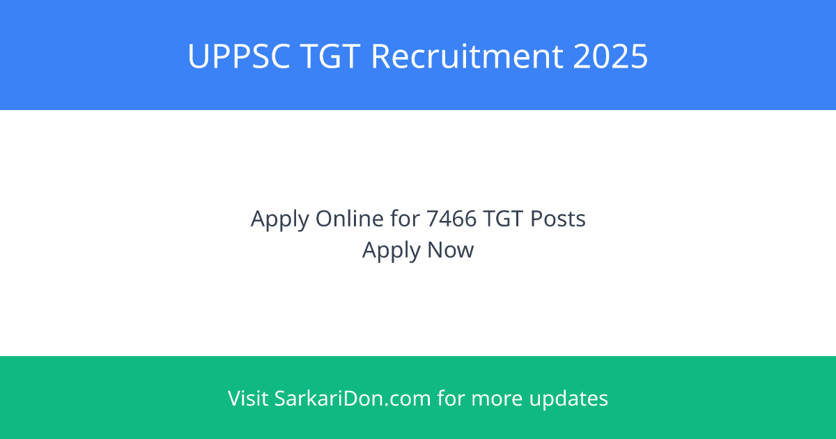 UPPSC Recruitment 2025 Apply for 7466 Trained Graduate Teacher TGT Posts - Government Job Notification | SarkariDon