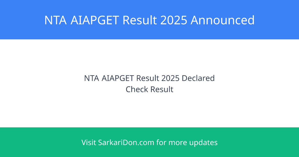 NTA AIAPGET 2025 Result Announced Download Your Scorecard Now - Exam Result Announcement | SarkariDon