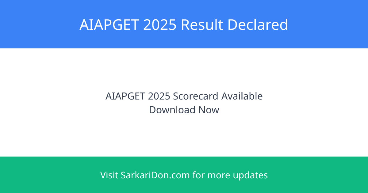 AIAPGET 2025 Result Declared Download Scorecard Check Cut-offs - Exam Result Announcement | SarkariDon
