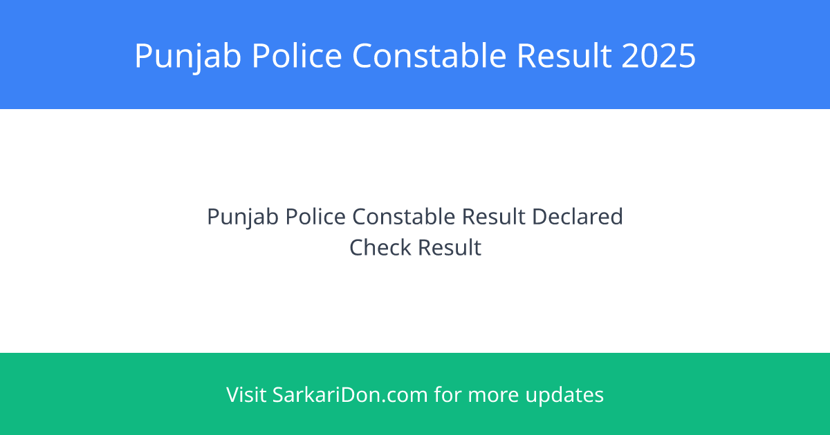 Punjab Police Constable Result 2025 Check Your Scorecard Now - Exam Result Announcement | SarkariDon