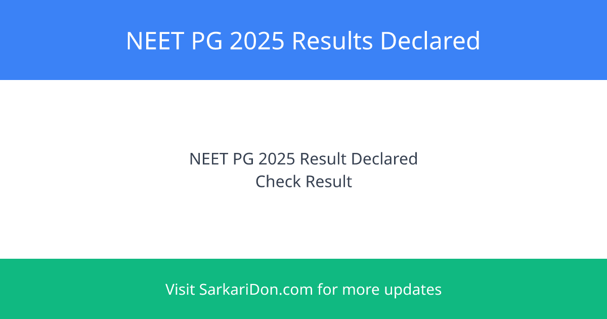 NEET PG 2025 Results Declared Dr Pooshan Mohapatra Tops with 707 Marks - Exam Result Announcement | SarkariDon
