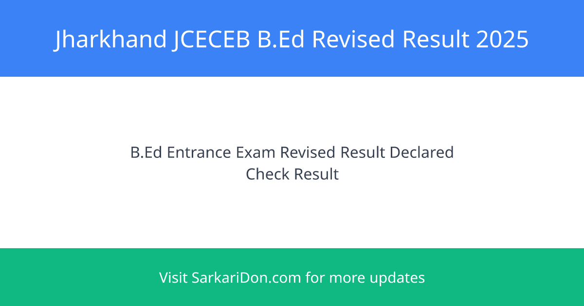 Jharkhand JCECEB BEd Revised Result 2025 Check Your Scores Now - Exam Result Announcement | SarkariDon