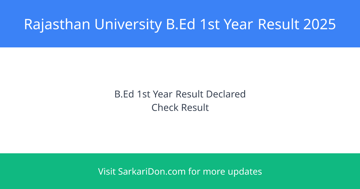 Rajasthan University BEd 1st Year Result 2025 Declared - Check Your Marks Now - Exam Result Announcement | SarkariDon