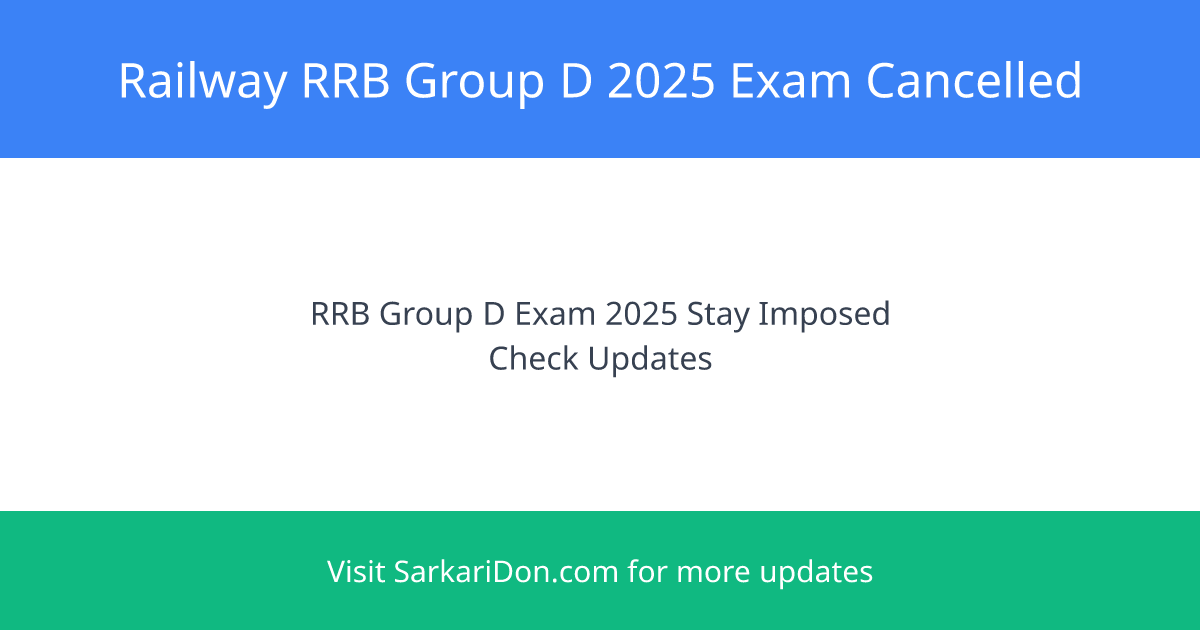 Railway RRB Group D 2025 Exam Cancelled 32438 Vacancies Notification - Exam Notification | SarkariDon