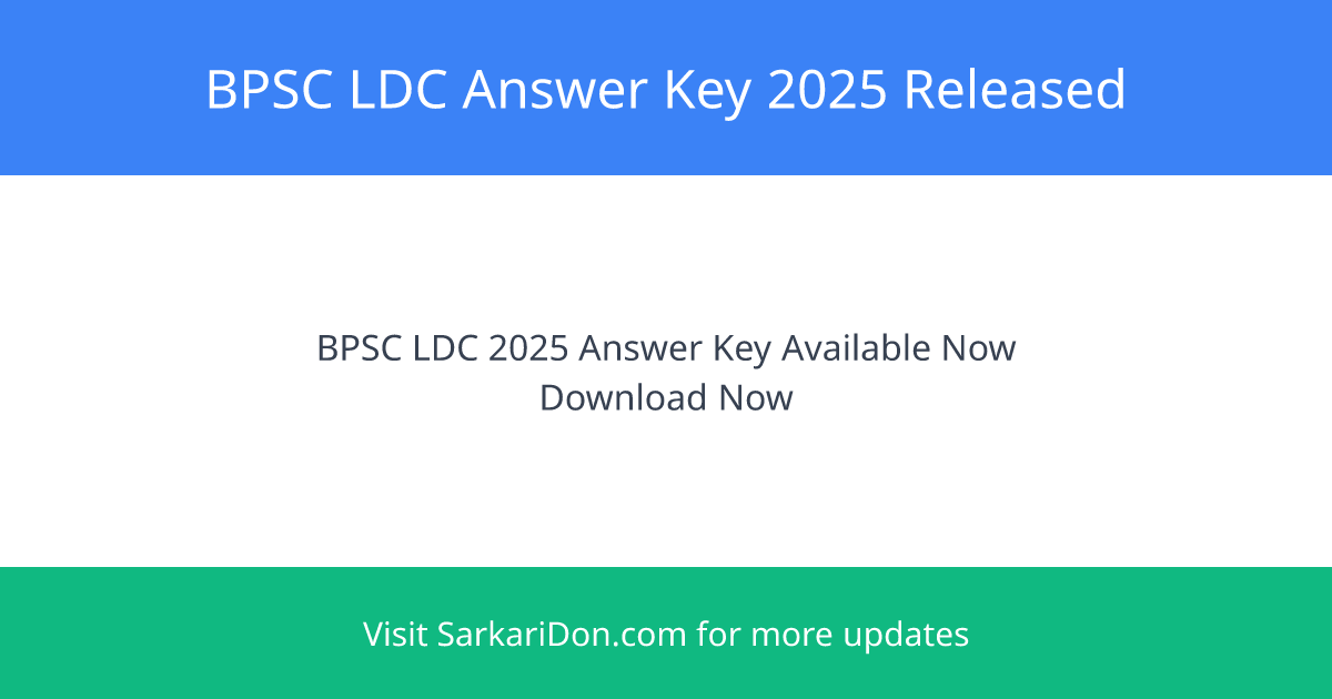 BPSC LDC Lower Division Clerk Answer Key 2025 Out Now - Exam Result Announcement | SarkariDon