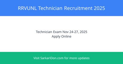 RRVUNL Technician Various Post Recruitment 2025 Exam Dates Application Details for 2163 Vacancies - Exam Notification | SarkariDon