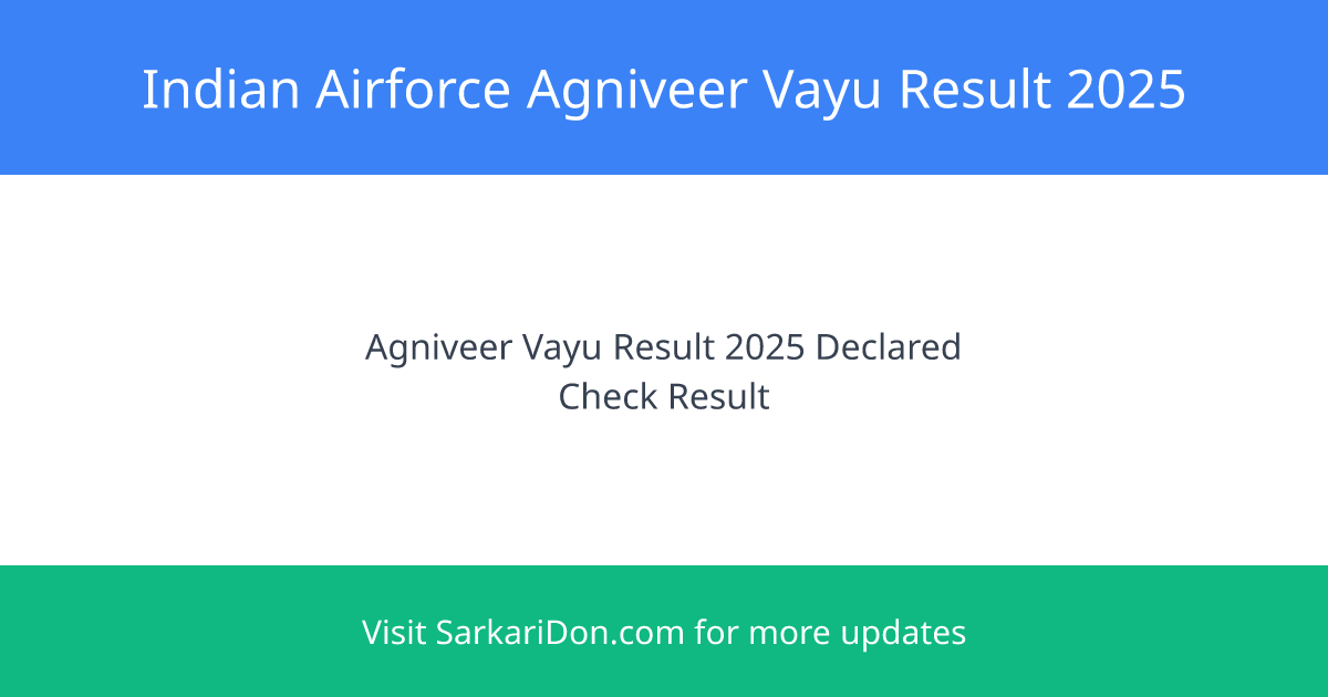 Indian Airforce Agniveer Vayu 022026 Result 2025 - 2500 Posts Declared - Exam Result Announcement | SarkariDon
