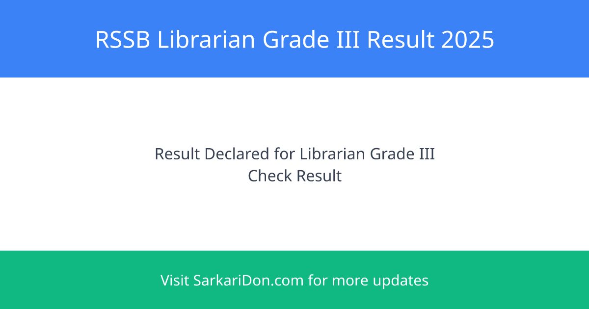 RSSB Librarian Grade III Result 2025 Out Check Now for 548 Posts - Exam Result Announcement | SarkariDon
