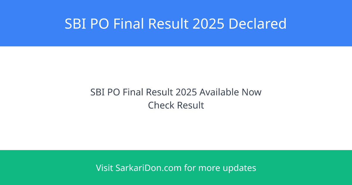SBI PO Final Result 2025 Declared Check Your Selection Now for 541 Vacancy Posts - Exam Result Announcement | SarkariDon