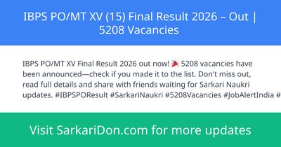 IBPS POMT XV 15 Final Result 2026 Out 5208 Vacancies - Exam Result Announcement | SarkariDon
