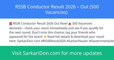 RSSB Conductor Result 2026 Out 500 Vacancies - Exam Result Announcement | SarkariDon