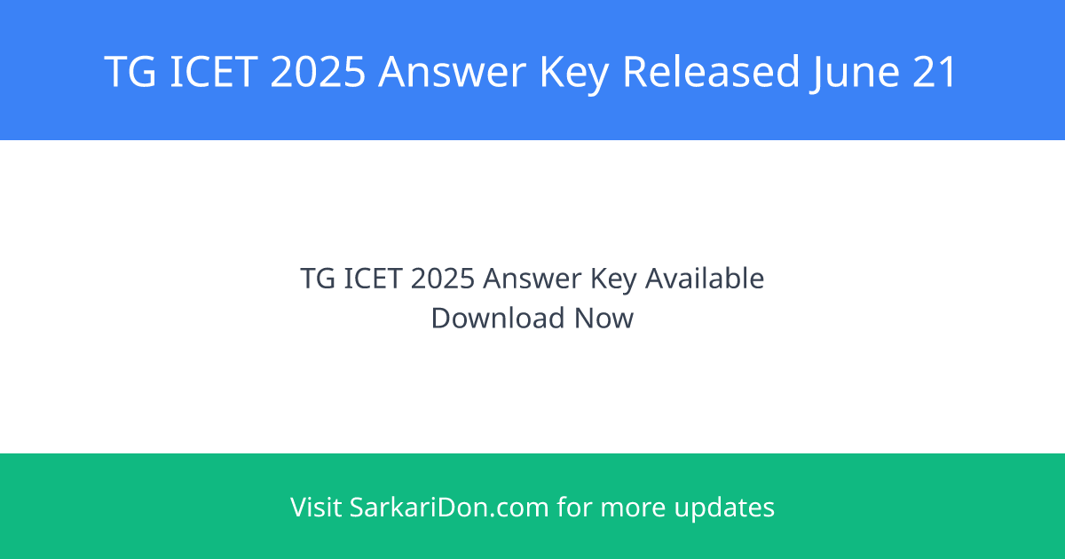 TG ICET 2025 Answer Key Released Direct Download Link Available - Exam Result Announcement | SarkariDon