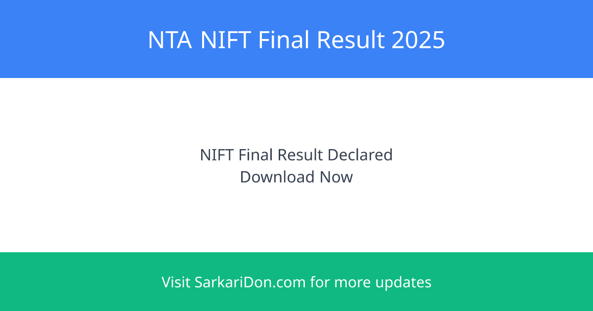 NTA NIFT Final Result 2025 - Download Your UGPG Scorecard Now - Exam Result Announcement | SarkariDon