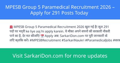 MPESB Group 5 Paramedical Recruitment 2026 Apply for 291 Posts Today - Government Job Notification | SarkariDon