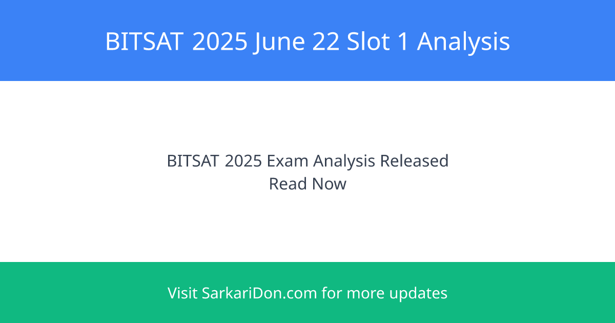 Comprehensive Analysis of BITSAT 2025 June 22 Slot 1 Difficulty Level and Insights - Exam Notification | SarkariDon
