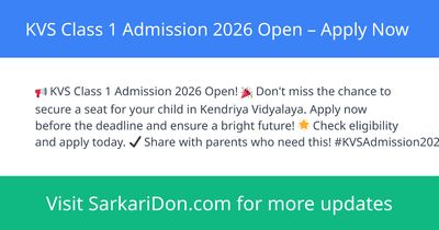 KVS Class 1 Admission 2026 Open Apply Now - Sarkari Naukri Update | SarkariDon