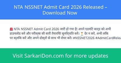 NTA NSSNET Admit Card 2026 Released Download Now - Admit Card Download | SarkariDon