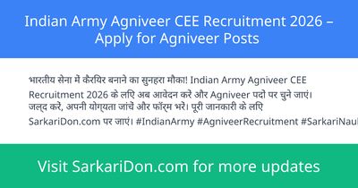 Indian Army Agniveer CEE Recruitment 2026 Apply for Agniveer Posts - Government Job Notification | SarkariDon