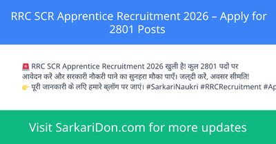 RRC SCR Apprentice Recruitment 2026 Apply for 2801 Posts - Government Job Notification | SarkariDon