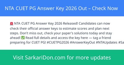 NTA CUET PG Answer Key 2026 Out Check Now - Exam Result Announcement | SarkariDon