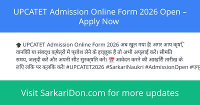 UPCATET Admission Online Form 2026 Open Apply Now - Sarkari Naukri Update | SarkariDon