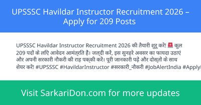 UPSSSC Havildar Instructor Recruitment 2026 Apply for 209 Posts - Government Job Notification | SarkariDon