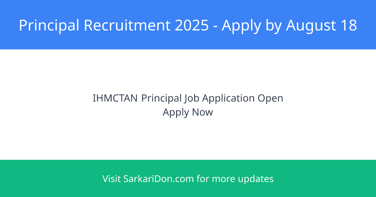 Join as Principal at the Institute of Hotel Management Apply Now - Government Job Notification | SarkariDon