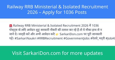 Railway RRB Ministerial Isolated Recruitment 2026 Apply for 1036 Posts - Government Job Notification | SarkariDon