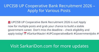 UPCISB UP Cooperative Bank Recruitment 2026 Apply for Various Posts - Government Job Notification | SarkariDon