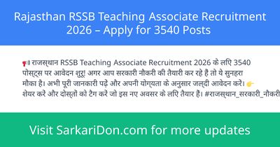 Rajasthan RSSB Teaching Associate Recruitment 2026 Apply for 3540 Posts - Government Job Notification | SarkariDon