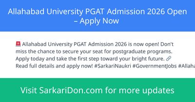 Allahabad University PGAT Admission 2026 Open Apply Now - Sarkari Naukri Update | SarkariDon