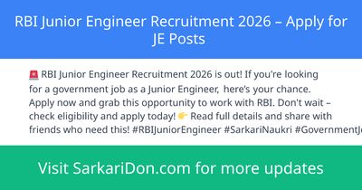 RBI Junior Engineer Recruitment 2026 Apply for JE Posts - Government Job Notification | SarkariDon